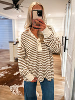Load image into Gallery viewer, Doing Fine Mocha &amp; Ivory Stripe Pullover
