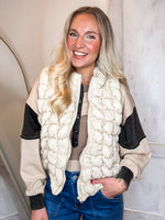 Load image into Gallery viewer, Never Bothered Quilted Bubble Ecru Puffer Vest
