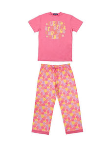 Coffee & Smiley Face Pink Simply Southern Pajama Set