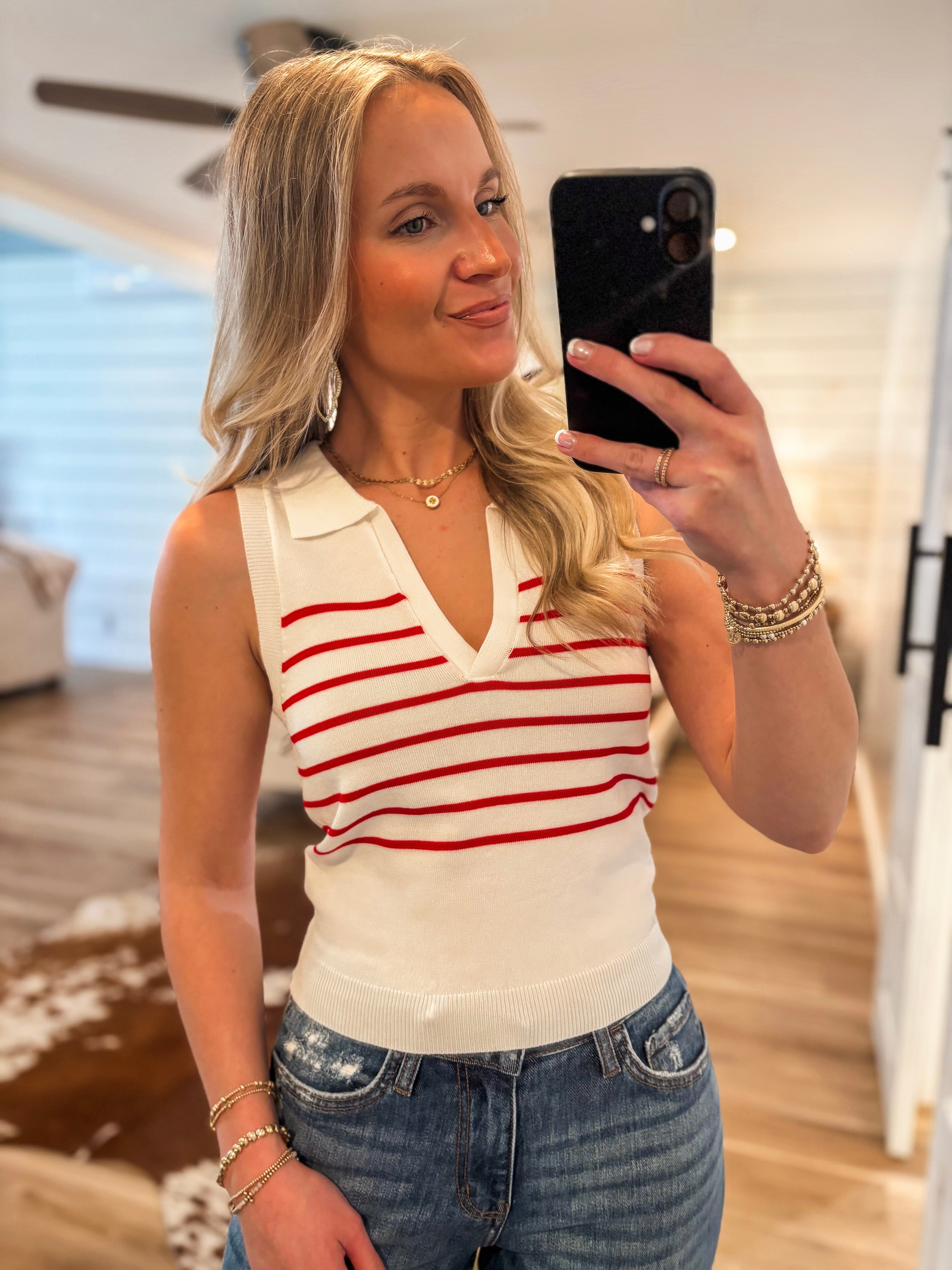 High Hopes Red Stripe Polo Tank