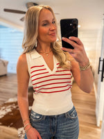 Load image into Gallery viewer, High Hopes Red Stripe Polo Tank
