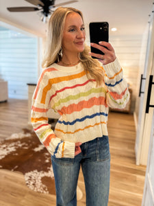 Always Ready Multi Stripe Cable Knit Sweater
