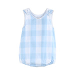 Load image into Gallery viewer, Large Blue Check Bubble Romper
