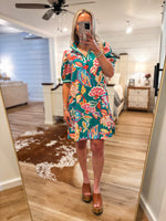 Load image into Gallery viewer, Short Timing Emerald Paisley Contrast Mini Dress
