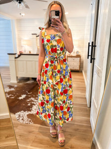 Midst Of Summer Fruit Printed Midi Dress