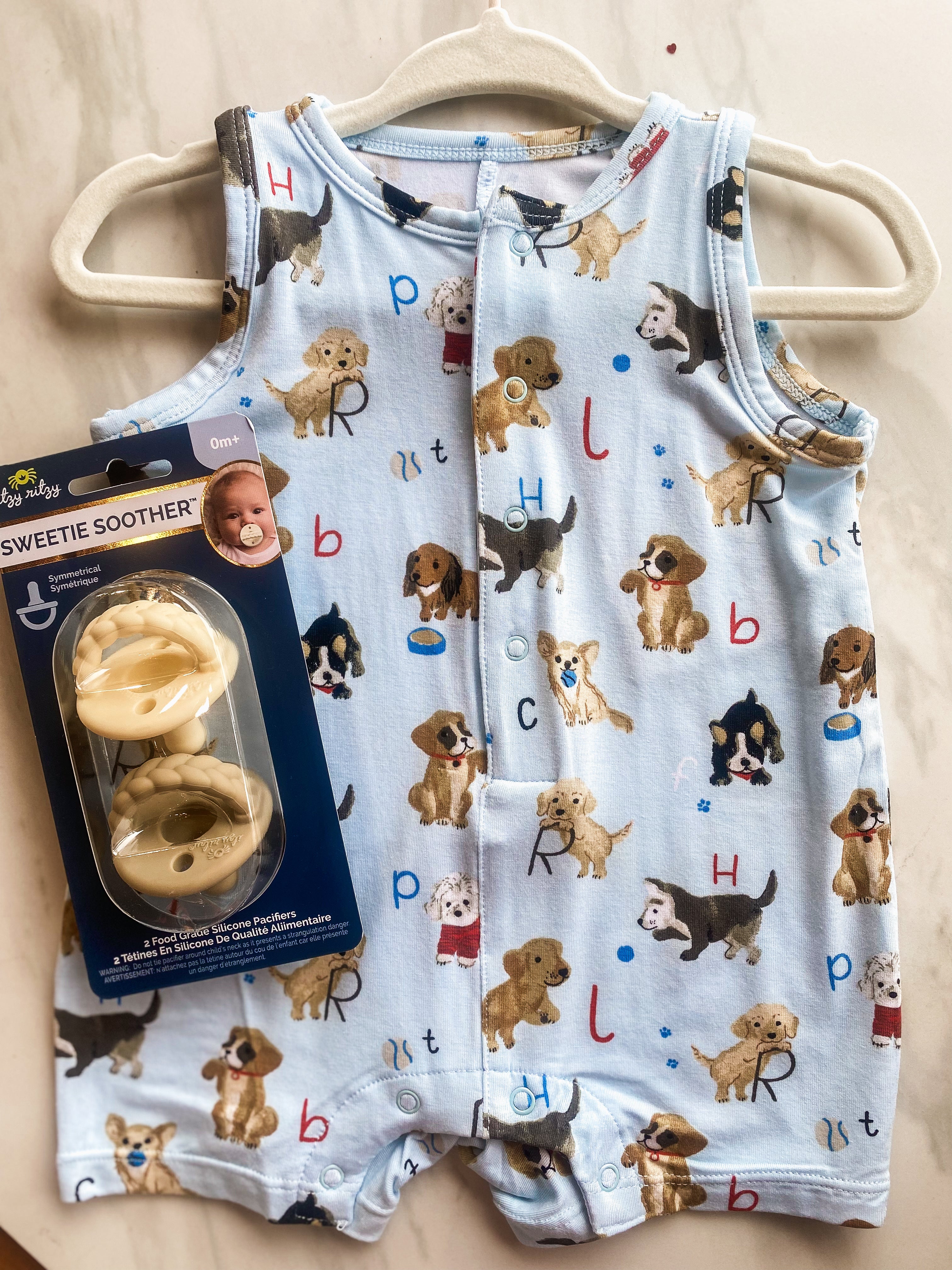 Angel Dear Puppy Alphabet Shortie Romper