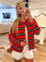 Load image into Gallery viewer, Carry On Red/Navy Stripe Cardigan
