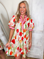 Load image into Gallery viewer, In Spring Red Tulip Mini Dress
