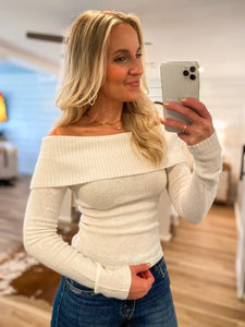 Another Like Me Ivory Cold Shoulder Sweater