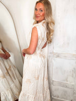 Load image into Gallery viewer, Room Views Ivory Palm Embroidered Midi Dress
