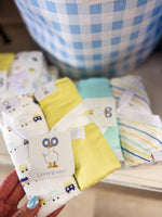 Load image into Gallery viewer, 2 PK Muslin &amp; Terry Cloth Burp Cloth Lime/Trains
