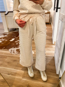 Shining Bright Pearl/Jewel Embellished Ivory Lounge Pants