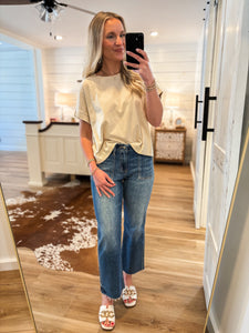 Expect It Taupe Cropped Tee