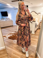 Load image into Gallery viewer, Either Way Navy &amp; Mauve Floral FATE Midi Dress
