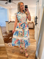 Load image into Gallery viewer, Good Day Ahead Multi Color Printed Lace Midi Dress
