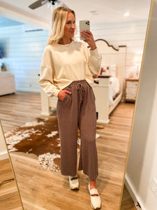 About Comfort Taupe Cropped Simply Southern Pullover