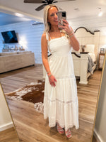Load image into Gallery viewer, Always Invited White Textured Midi Dress
