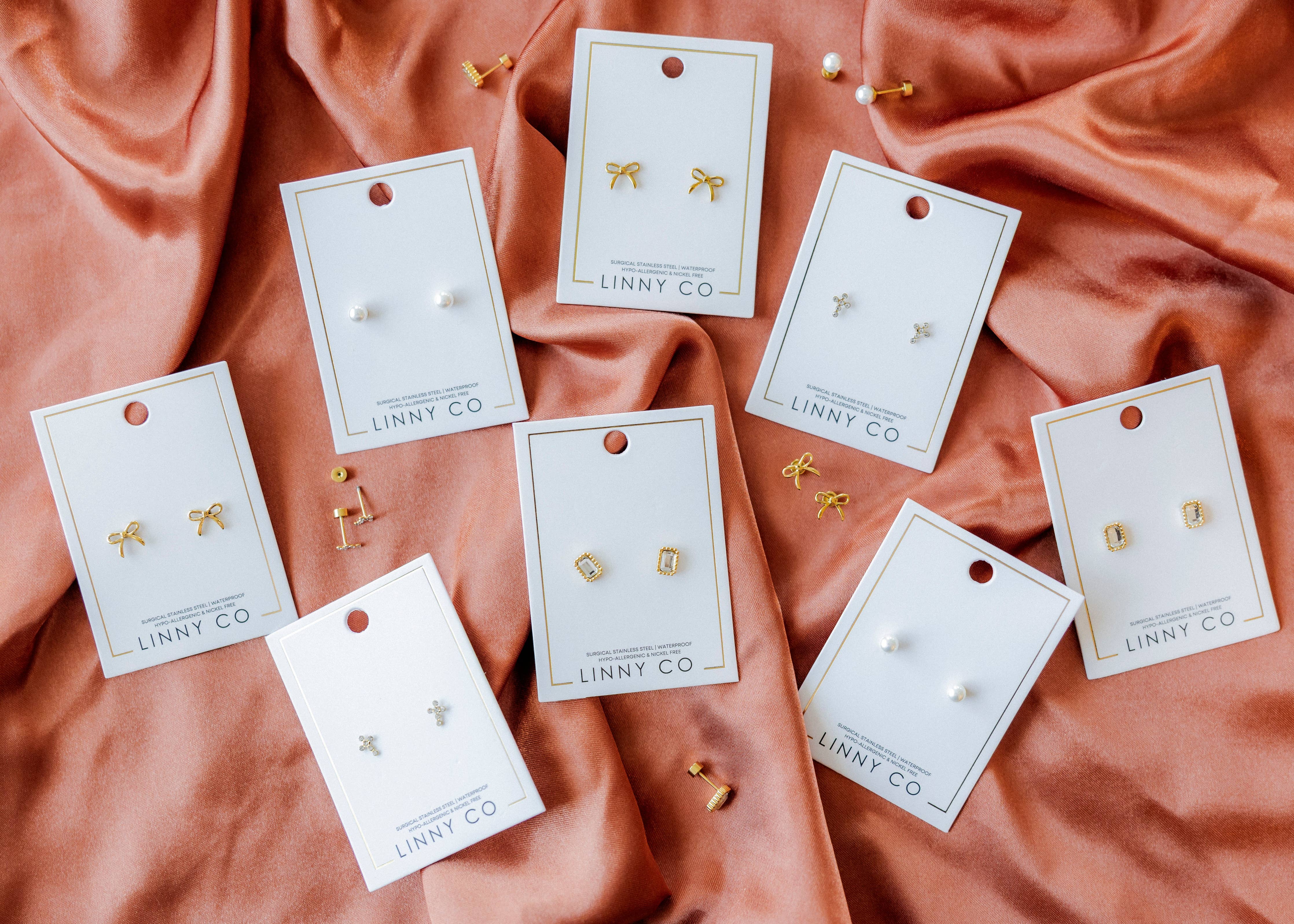 Screwback Stud Earrings - Clara Cross Gold