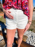 Load image into Gallery viewer, On A Walk White High Waisted Dress Shorts
