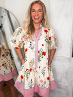 Load image into Gallery viewer, Letting Go Ivory Floral THML Mini Dress
