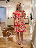 Load image into Gallery viewer, Better Hope Red Foral Contrast Mini Dress
