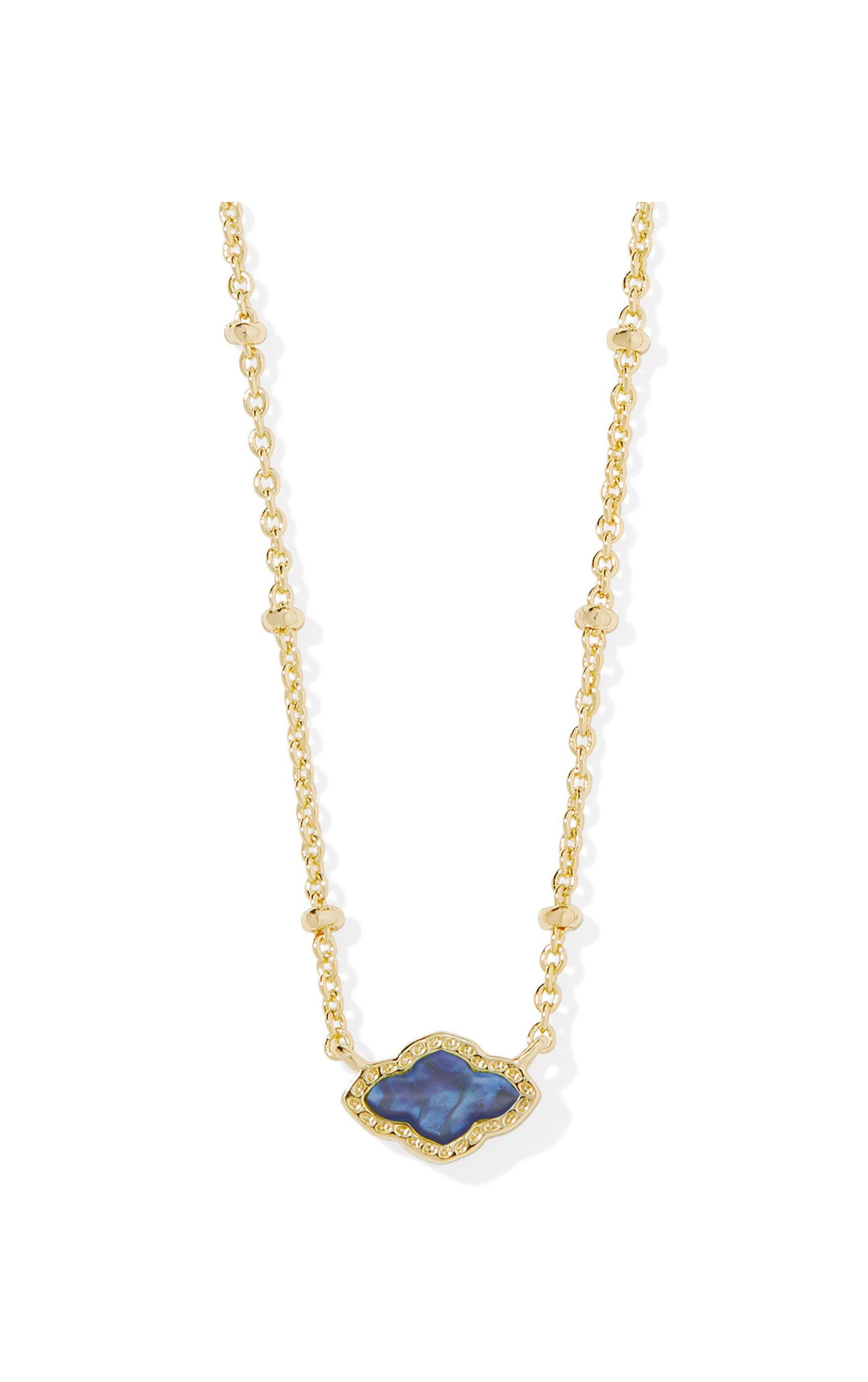 Mini Abbie Navy Abalone Gold Satellite Pendant Necklace