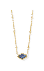 Load image into Gallery viewer, Mini Abbie Navy Abalone Gold Satellite Pendant Necklace
