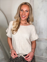 Load image into Gallery viewer, New Heights Oatmeal Linen Bubble Tee

