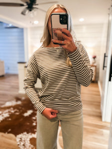 Your Choice Mocha Stripe Pico Blouse
