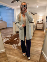 Load image into Gallery viewer, Beyond Words Navy Plaid Long Cardigan
