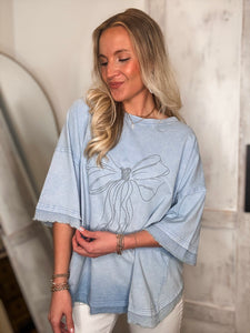 Tied Down Blue Graphic Bow S/S Tee