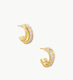 Load image into Gallery viewer, Livy White Crystal Huggie Gold Earrings
