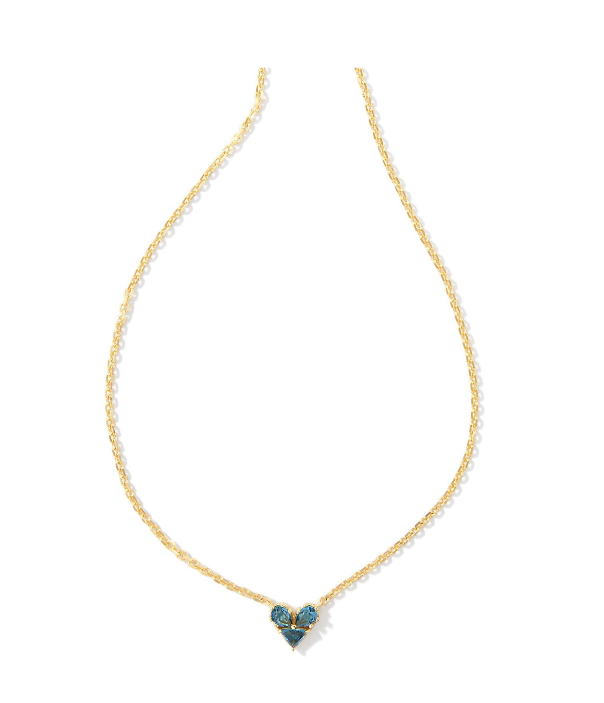 Katy Teal Glass Heart Pendant Gold Necklace