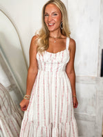Load image into Gallery viewer, Single Moment Pink Floral Midi Dress
