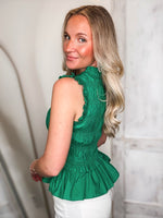 Load image into Gallery viewer, Take Your Place Kelly Green Peplum Blouse
