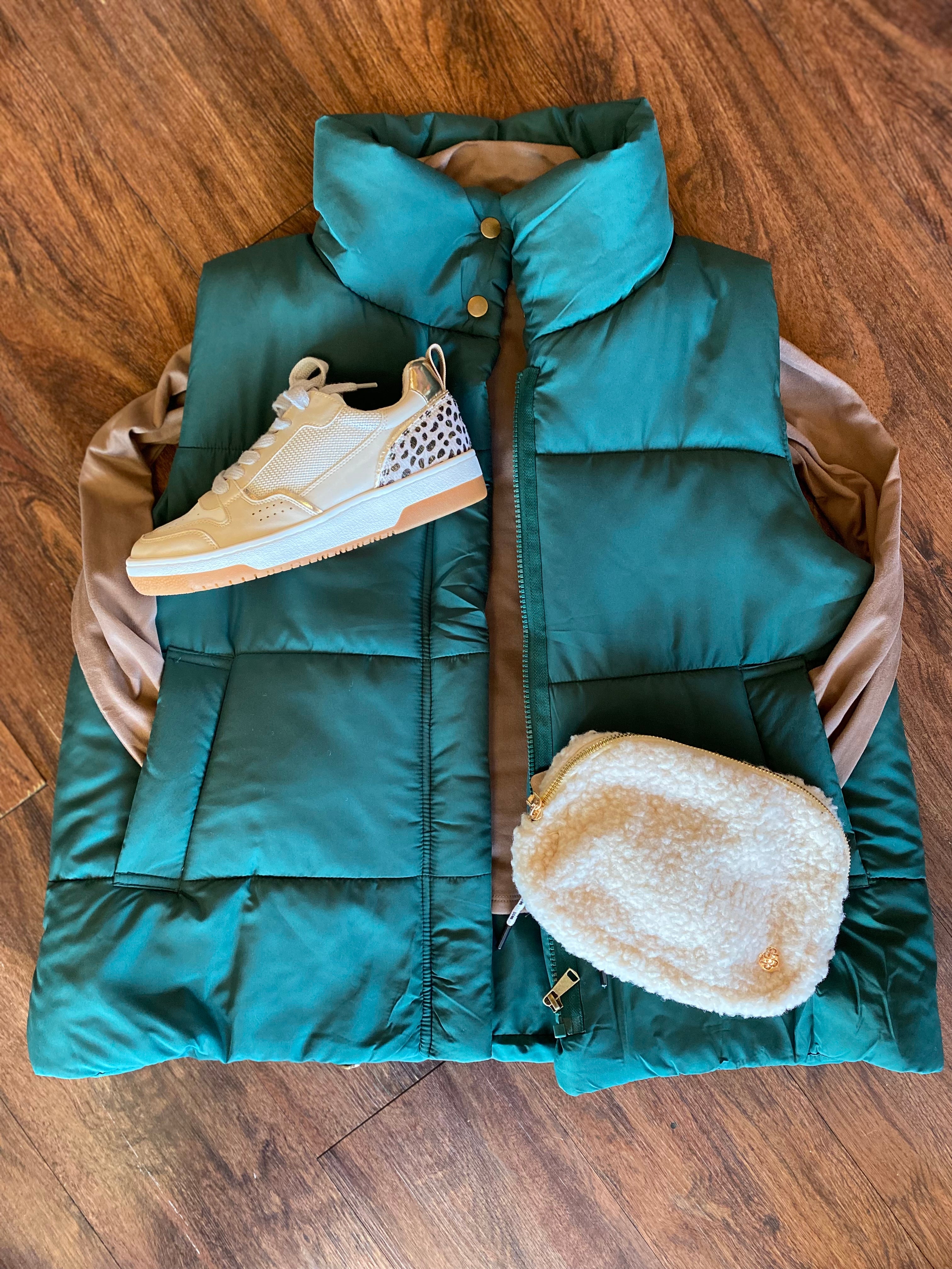 For Your Information Teal Puffer Vest