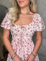 Load image into Gallery viewer, Make My Heart Pound Pink Floral Mini Dress
