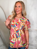 Load image into Gallery viewer, Dramatic Entrance Peach Printed Blouse
