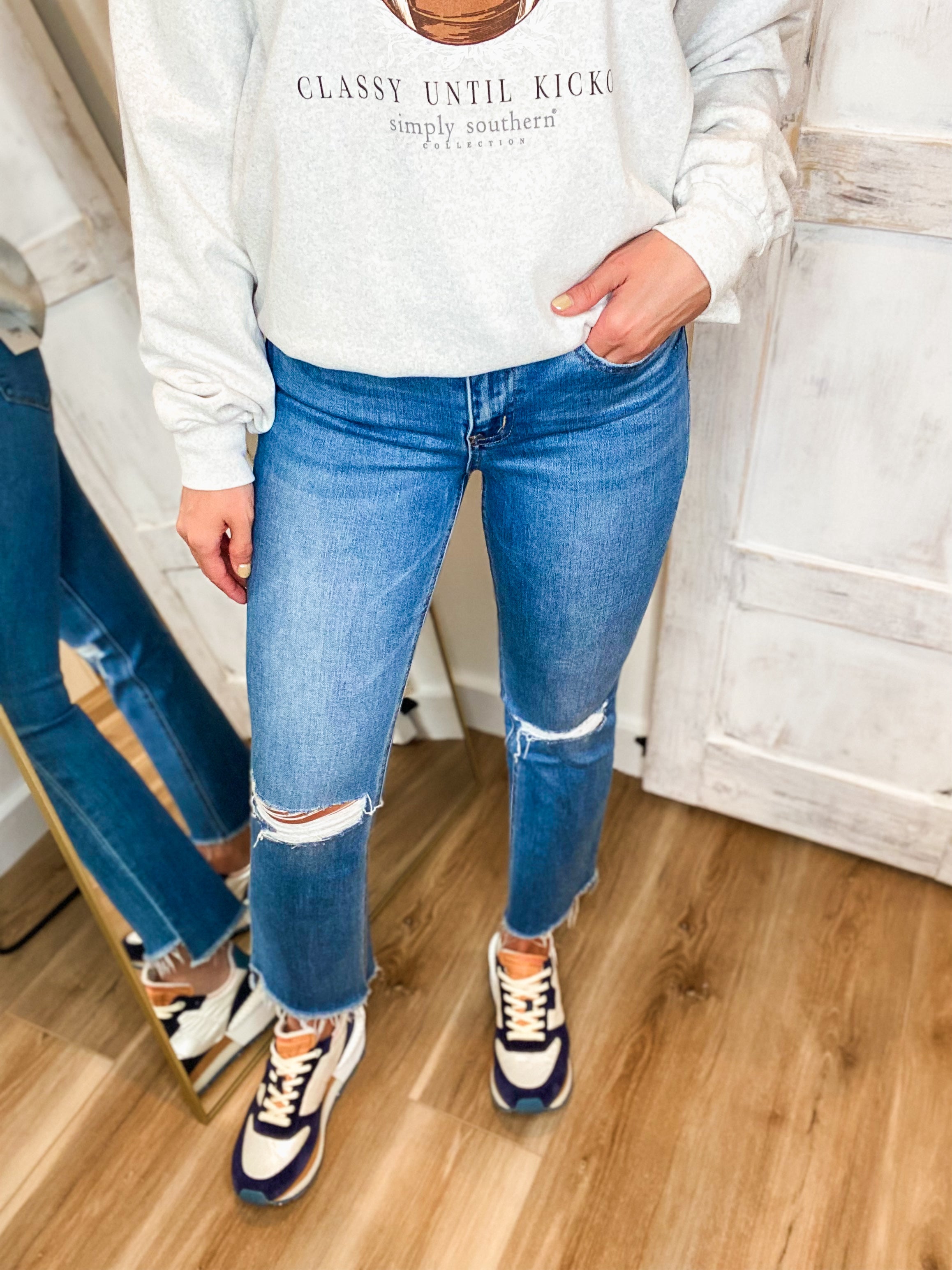 Forget Light Wash Mid Rise Mini Flare Vervet Denim