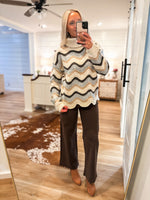 Load image into Gallery viewer, Cool Breeze Brown Multi Stripe Sweater
