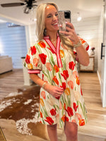 Load image into Gallery viewer, In Spring Red Tulip Mini Dress
