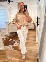 Load image into Gallery viewer, Looking Forward Bow Patch Taupe S/S Blouse
