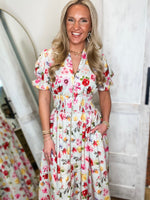Load image into Gallery viewer, Generous Gesture Mint Floral Front Zip Midi Dress
