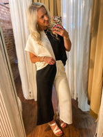 Load image into Gallery viewer, Best Look Black and Cream Textured Top and Pant See and Be Seen Set
