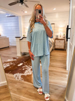 Load image into Gallery viewer, Effort Given Blue Stripe Tee &amp; Lounge Pant Set
