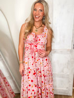 Load image into Gallery viewer, There She Goes Pink Floral Contrast Midi Dress
