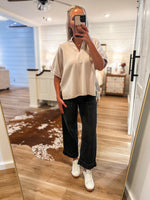 Load image into Gallery viewer, Proper Setting Almond Luxe Knit S/S Blouse
