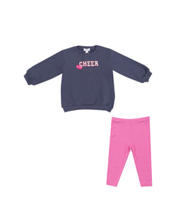 Angel Dear Footballs Puffy Oversized Sweatshirt & Pink Rib Legging