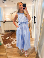 Load image into Gallery viewer, Best Is Coming Blue Striped Tank &amp; Midi Skirt Set
