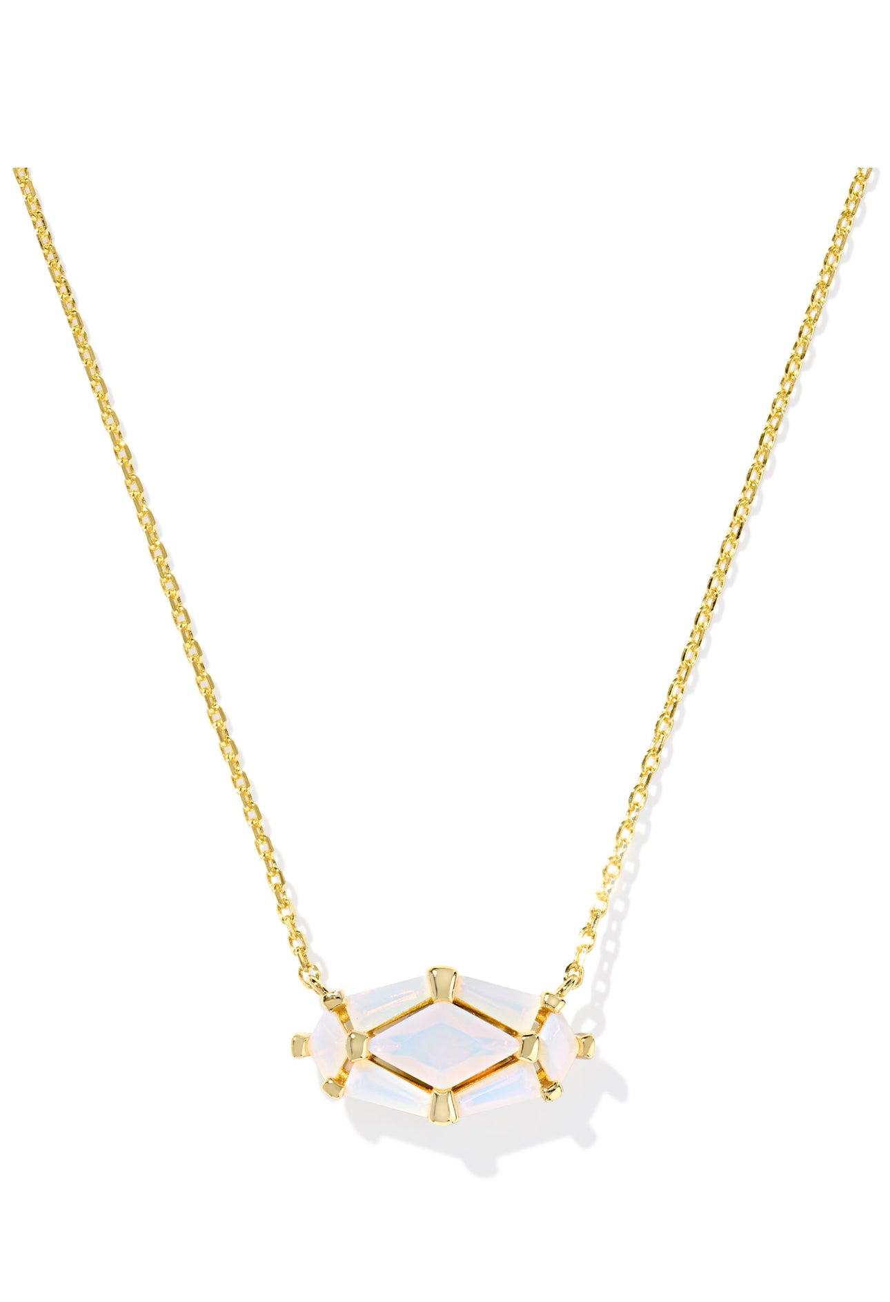 Lindy Rae Elisa White Opalite Crystal Gold Pendant Necklace